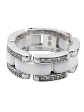 Chanel Ring Ultra Collection 18k White Gold Ceramic Diamond 49